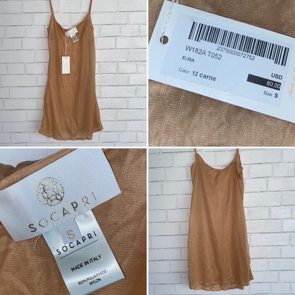 NEW NWT SOCAPRI Italy $80 Elisa Sheer Nylon Chemise Slip Lingerie Small